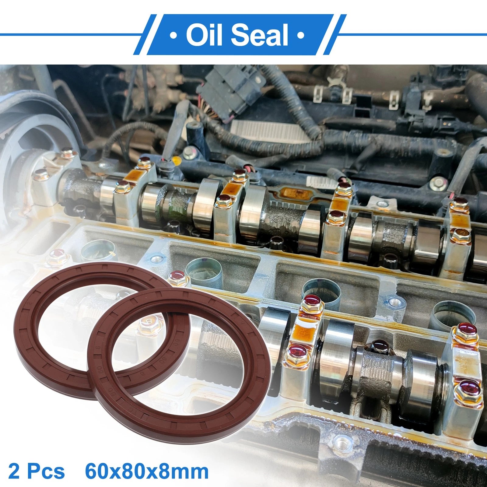 2X Oil Seal Rotary Shaft Seal FKM Rubber 60x80x8mm  