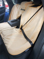 Seat Armour Tan Terry Cloth Rear Seat Cover w/Jeep Lettering - SAR144T