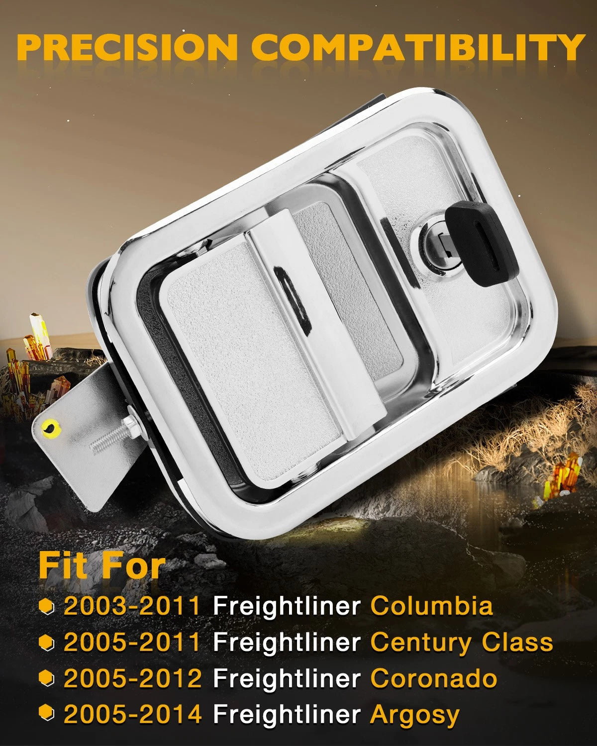 Front Right Exterior Door Handle with Lock Cylinder for Freightliner Columbia (2003-2014)