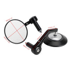 Pair 22mm Round Black Billet Handle Bar End Mirrors for Custom Motorcycles