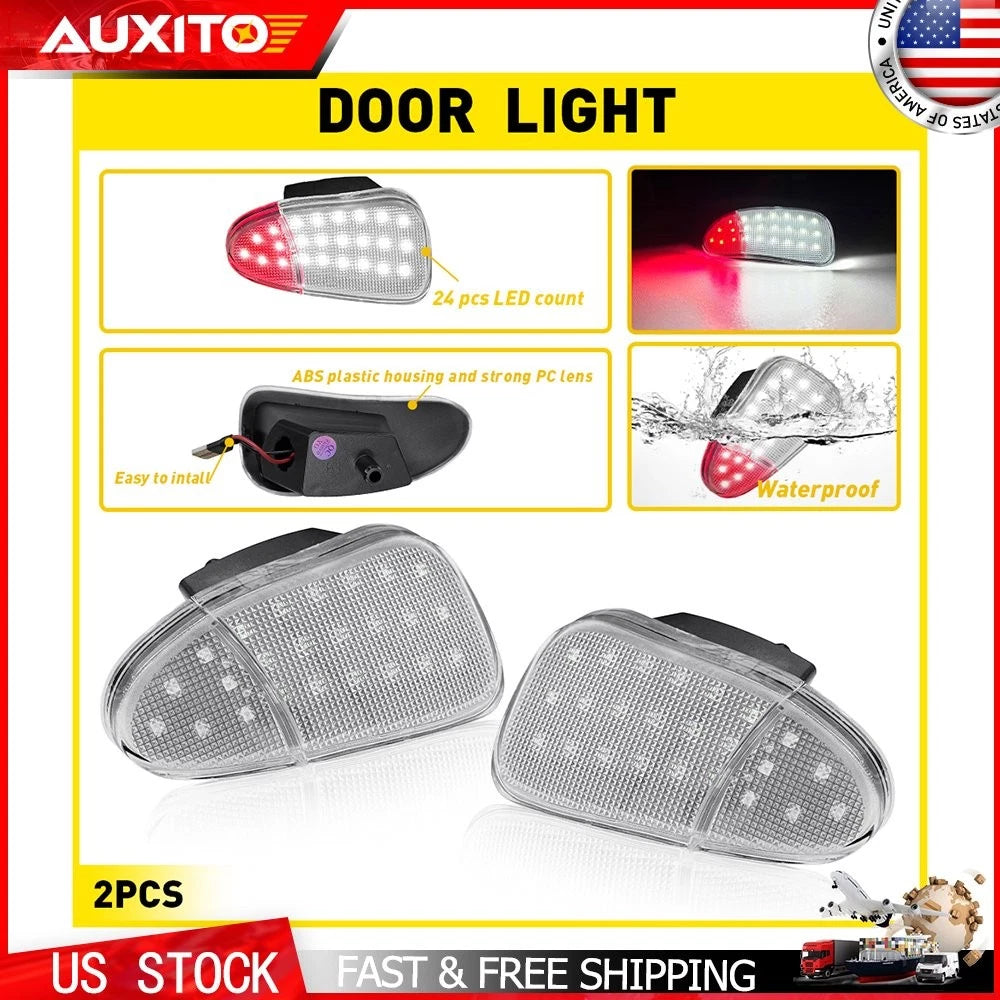 LED Door Courtesy Light Pair for Ford F-250 (1997–1999) - Clear Lens Red White