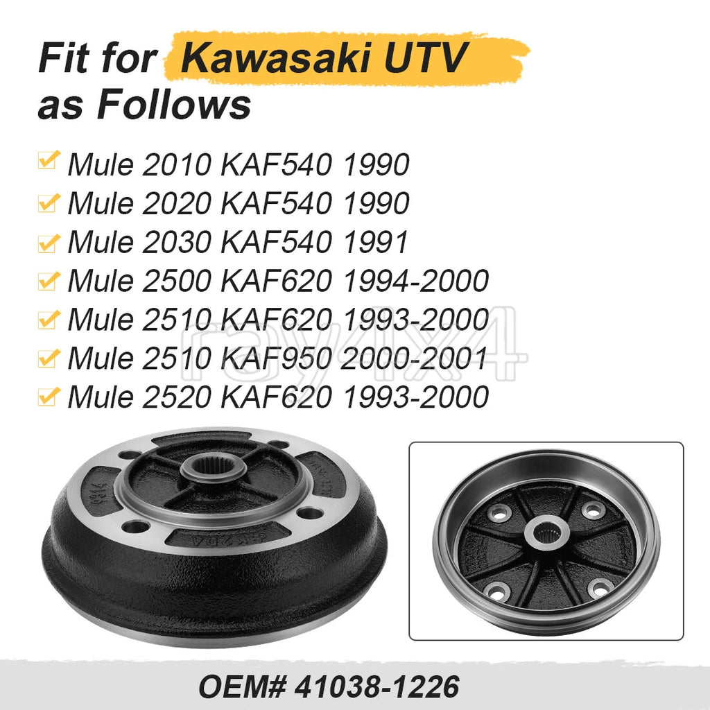 Rear Brake Drum Hub for Kawasaki Mule 2010/2500/2510 (Replaces 41038-1226)