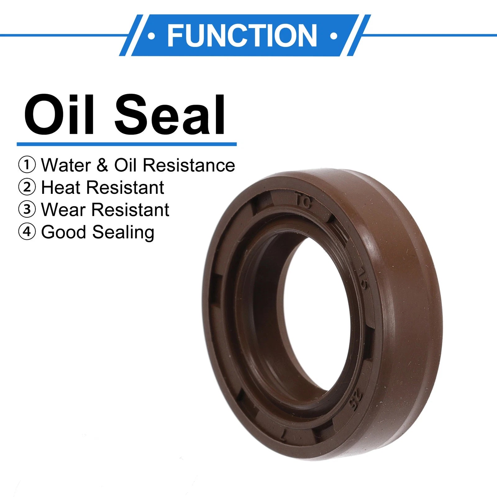 Set of 2 Oil Seal Rotary Shaft Seal FKM Rubber 15x25x7mm