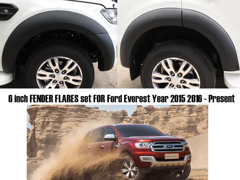 6" Matte Black Fender Flares for Ford Everest SUV (2015-2018)