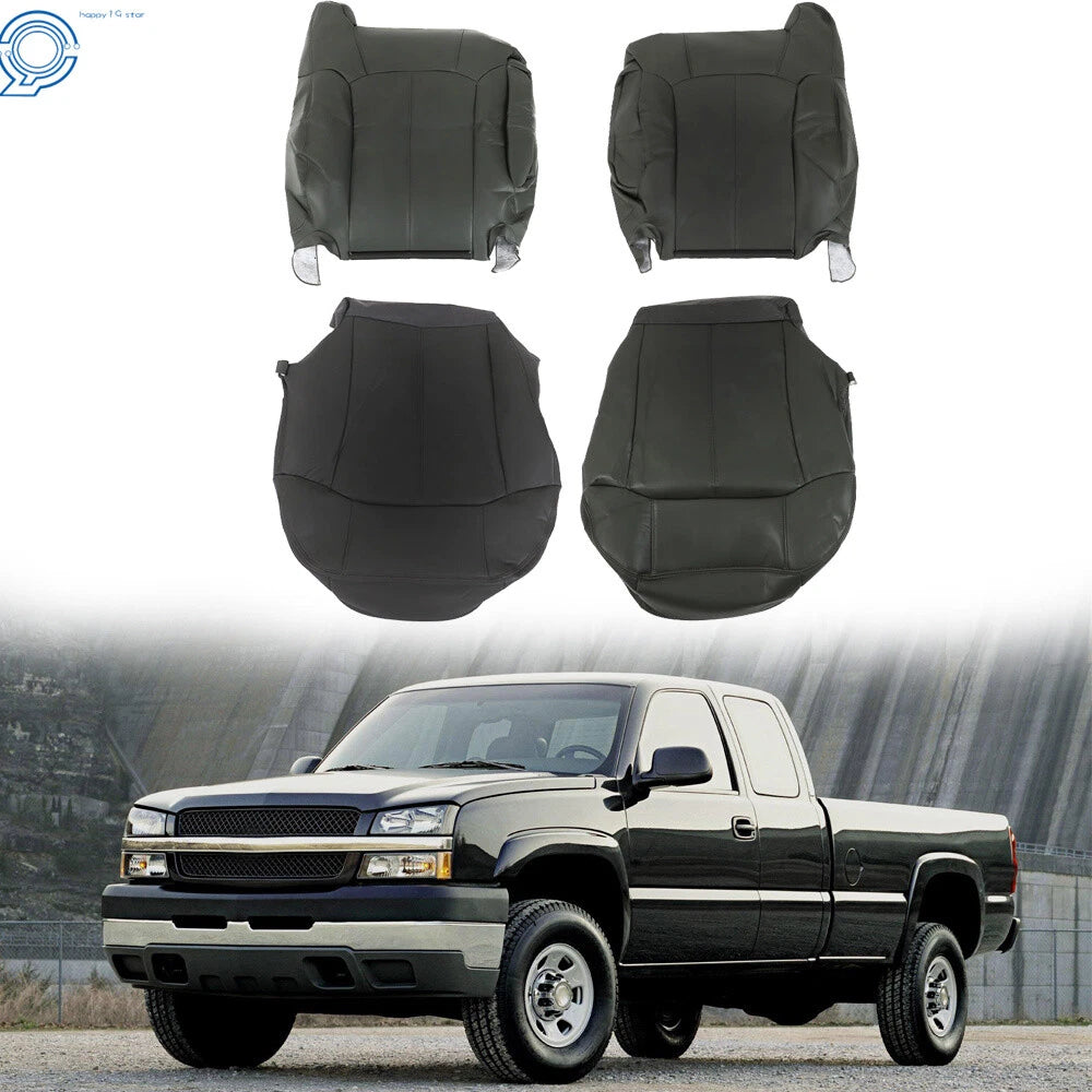 Set of 2 Seat Covers for Chevy Silverado & GMC Sierra (1999–2002) Graphite Leather