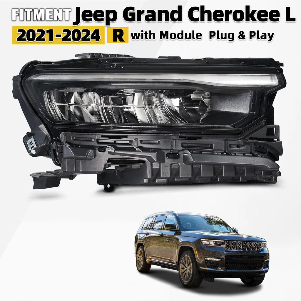 LED Headlight for Jeep Grand Cherokee L (2021–2024) Right Passenger w/o Motor & DRL