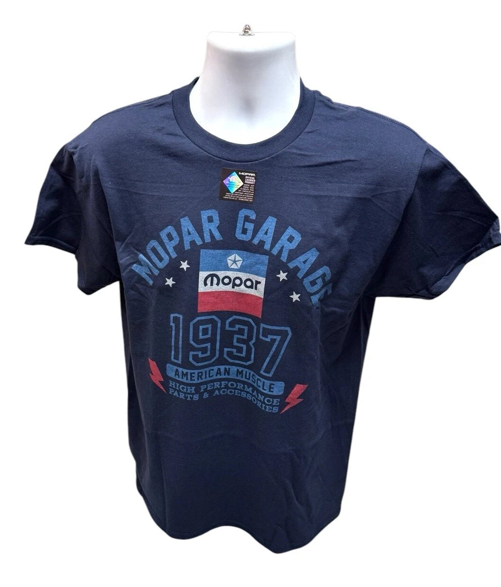 Navy Blue Licensed Mopar T Shirt for 1937 Garage Fan (1937–1937)