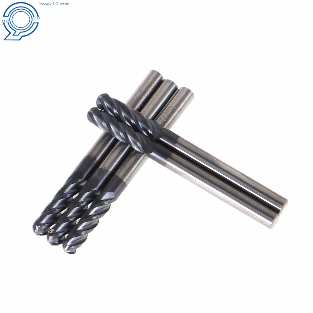 Set of 5 Ball Nose Carbide End Mills for Various Applications (1/8")
