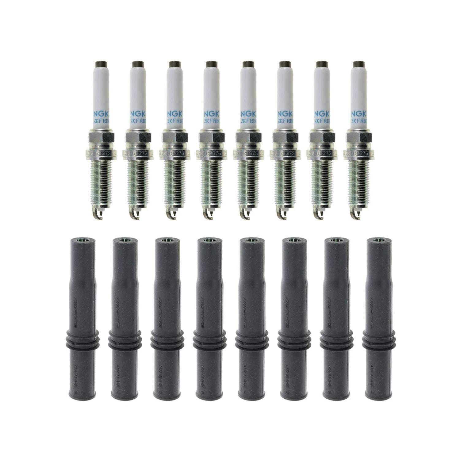 Set of 8 NGK Spark Plugs & Ignition Coil Boot Kit for W205 W213 C217 W222 W463 4.0 V8
