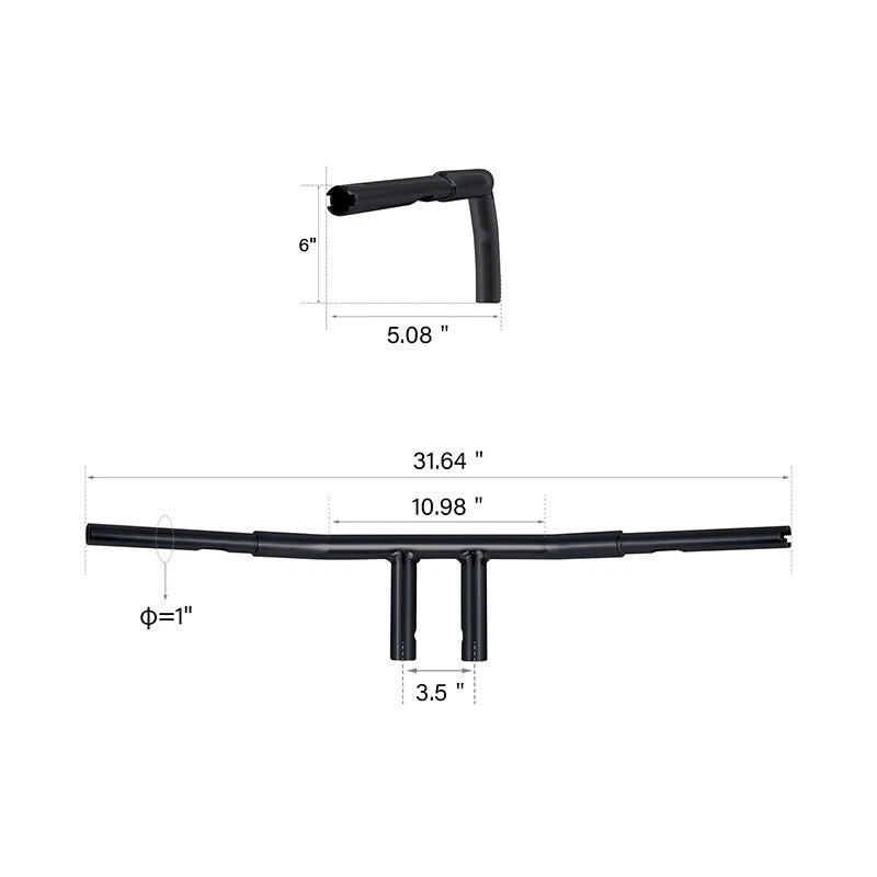 6" Rise T-Bars Handlebars for Harley FLST FXST Sportster XL (Fit 1 1/4")