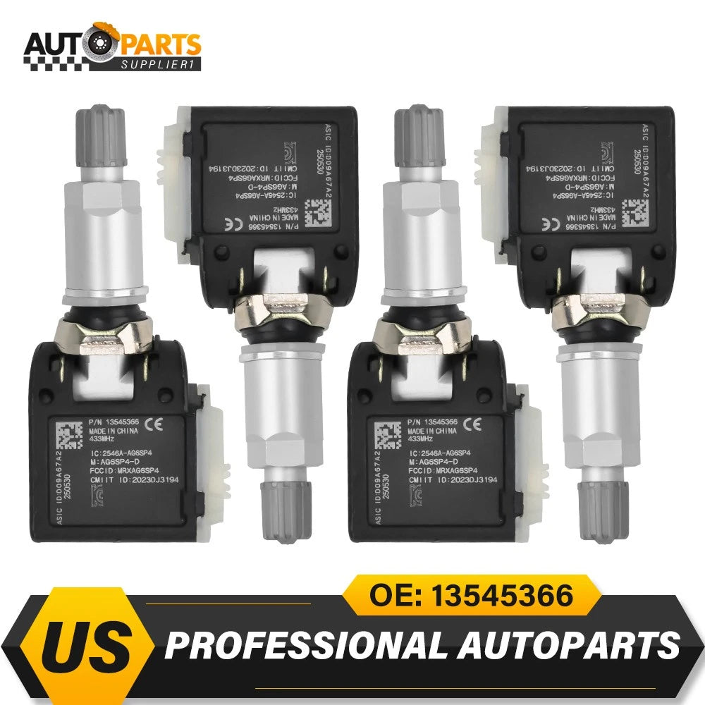 Set of 4 TPMS Tire Pressure Sensors for Chevy Silverado GMC (84152501, 84338125)