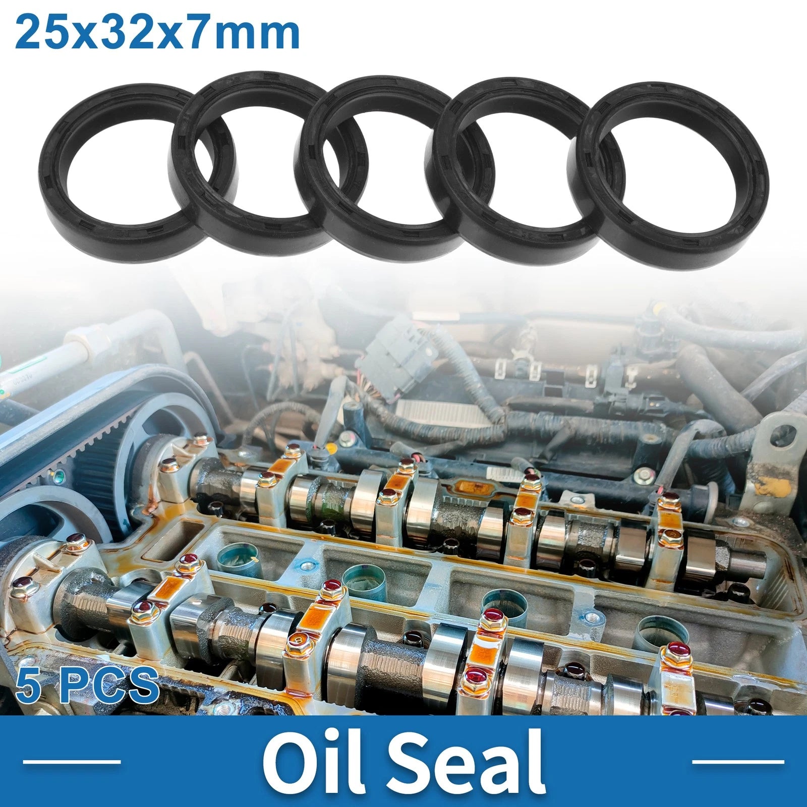 Set of 5 Oil Seal Rotary Shaft Seal for Various Models (25x32x7mm)