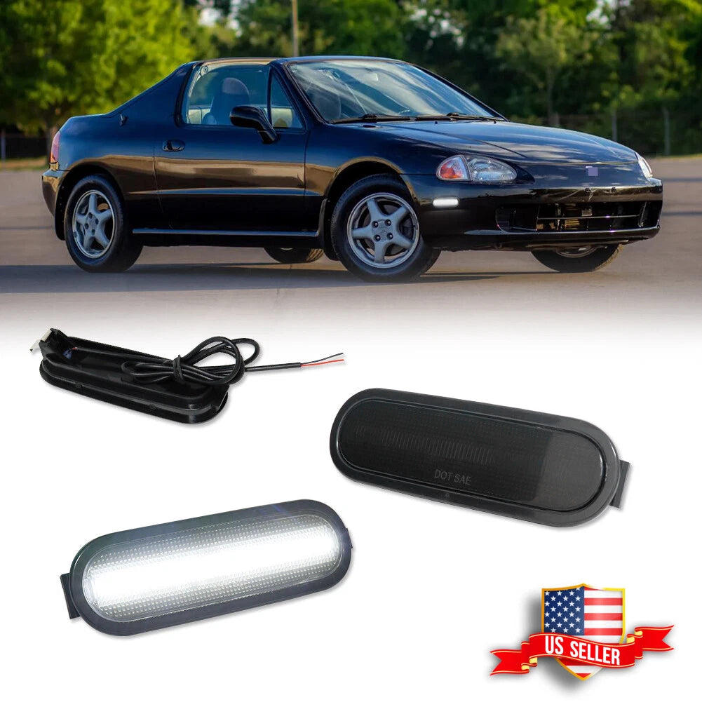 2X Smoke Front Bumper LED Side Marker Lights for Honda Del Sol (1993–1997)