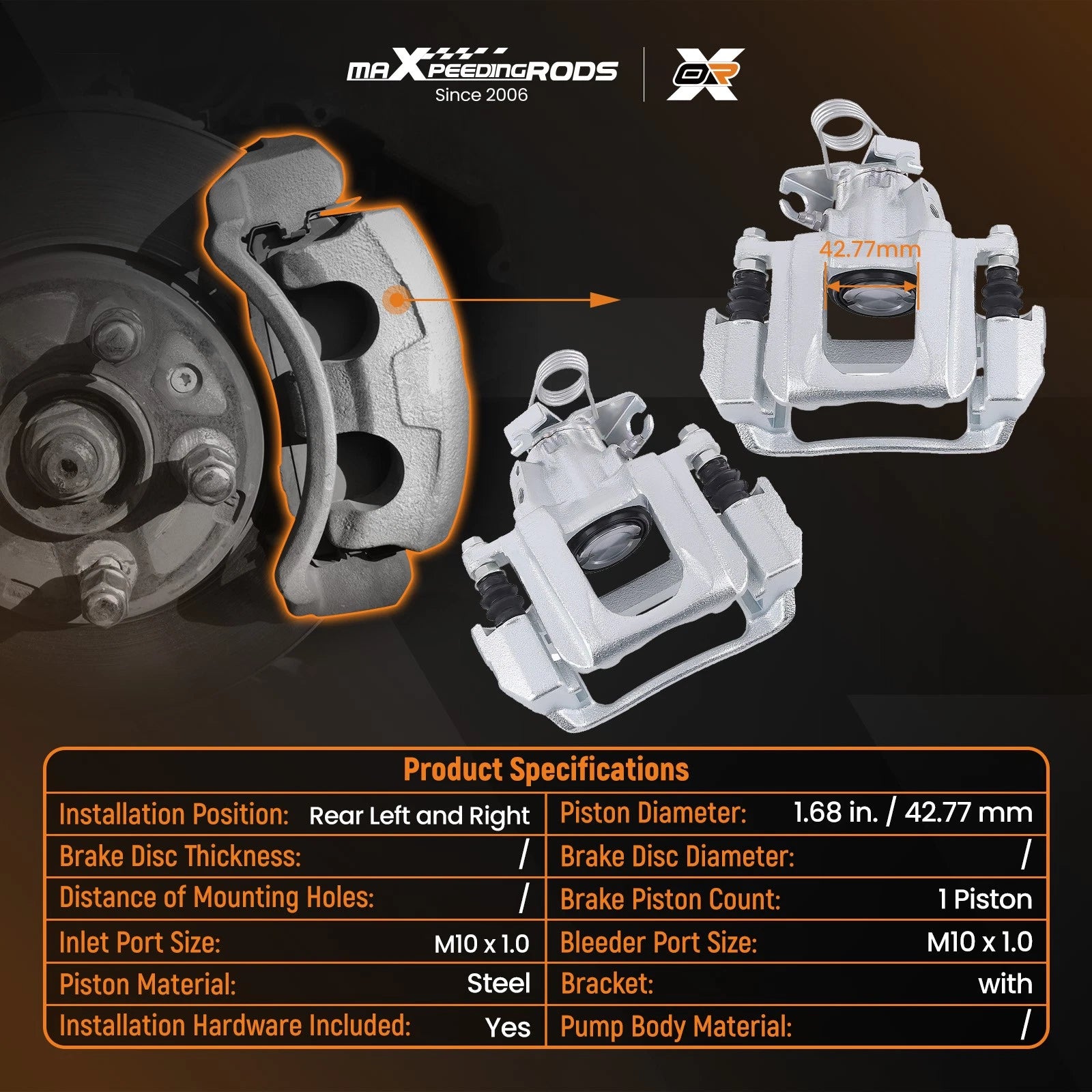 Rear Left or Right Disc Brake Caliper for Ford Edge Lincoln MKX (2011–2015)