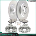 Set of 4 Rear Brake Calipers & Slotted Rotors with 4X Ceramic Pads for Ford Edge (2011–2014)
