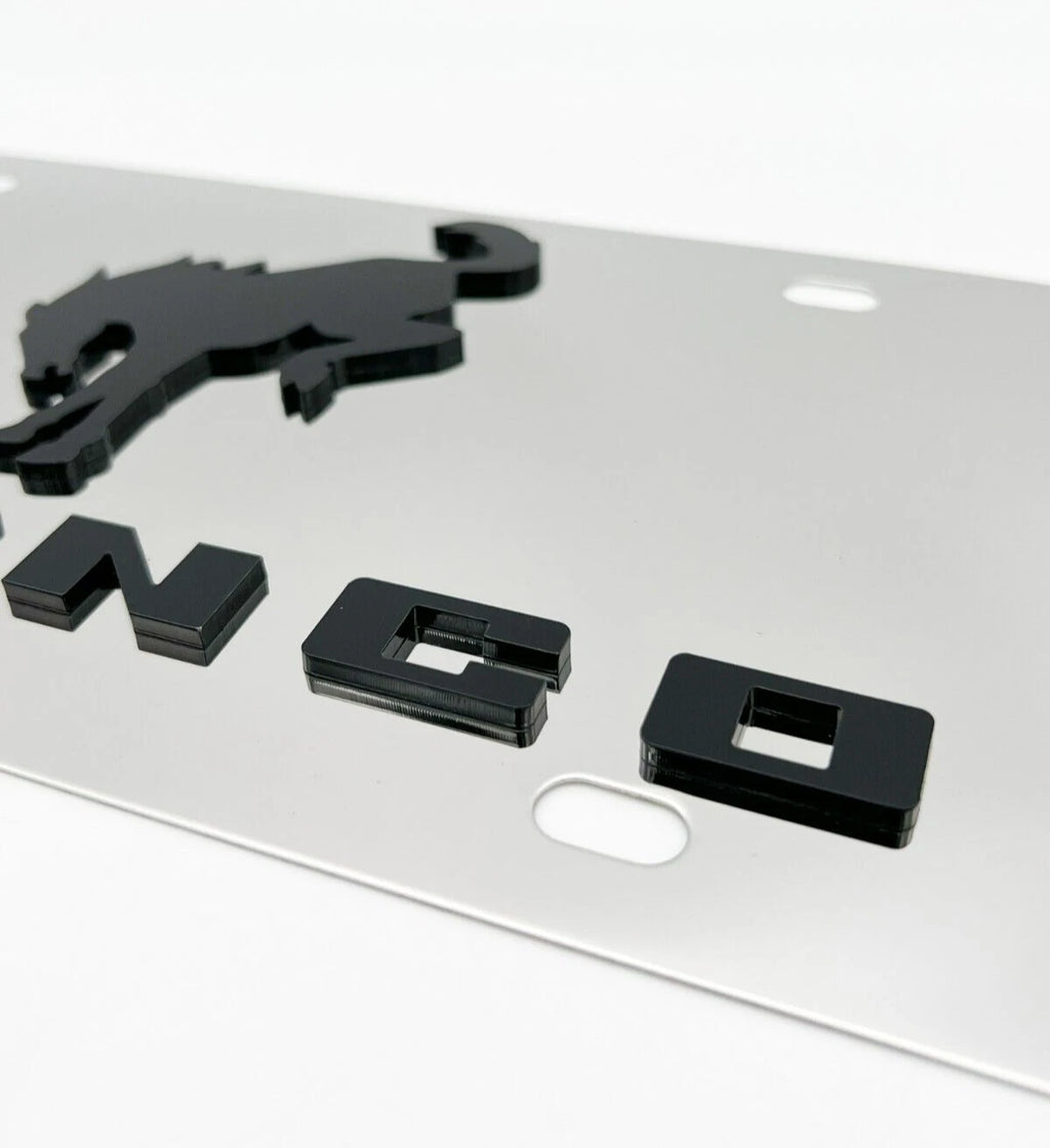 Chrome Metal License Plate Frame for Ford Bronco Script Logo (1966–2024)