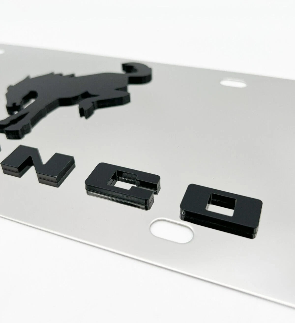 Chrome Metal License Plate Frame for Ford Bronco Script Logo (1966–2024)