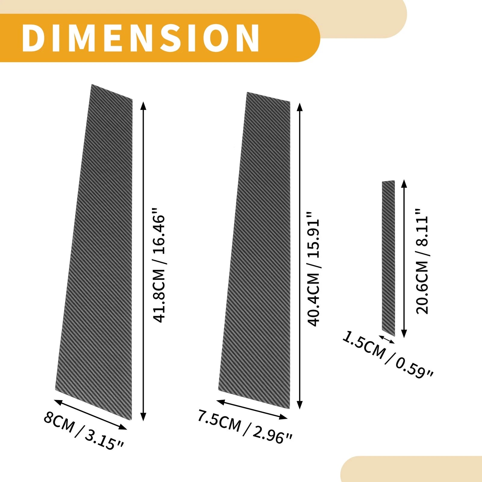 Set of 6 Door Pillar Window Trim for Toyota Mark X (130) Carbon Fiber Black