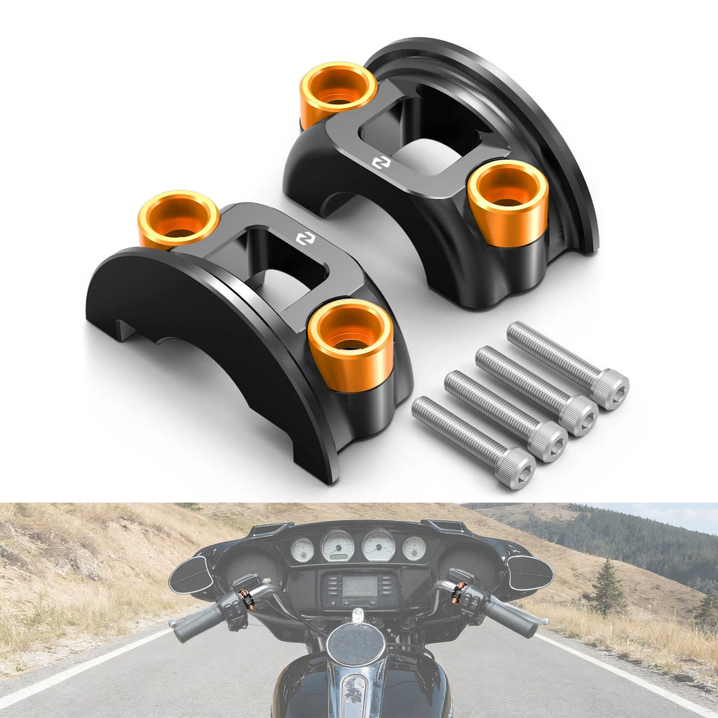 2X Aluminum Brake Clutch Perch Half Clamps for Harley Street Glide (2014–2023)