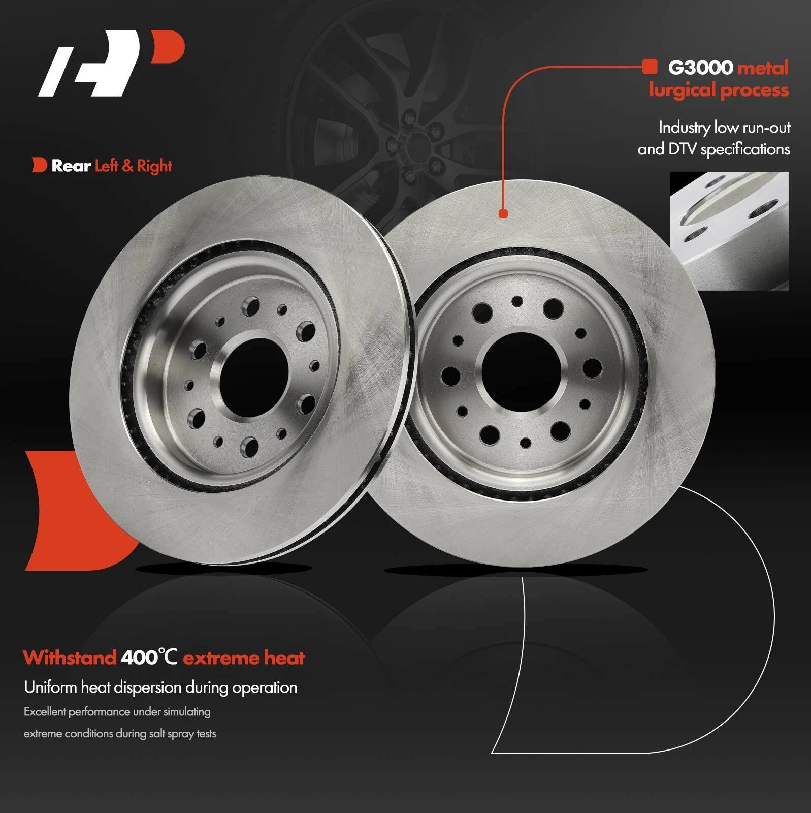 Set of 2 Rear Disc Brake Rotors & Ceramic Pads for Chevrolet Traverse (2018–2020)
