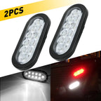2X 6" 10 LED Oval White Backup Tail Lights for Trailer Truck (12V)
