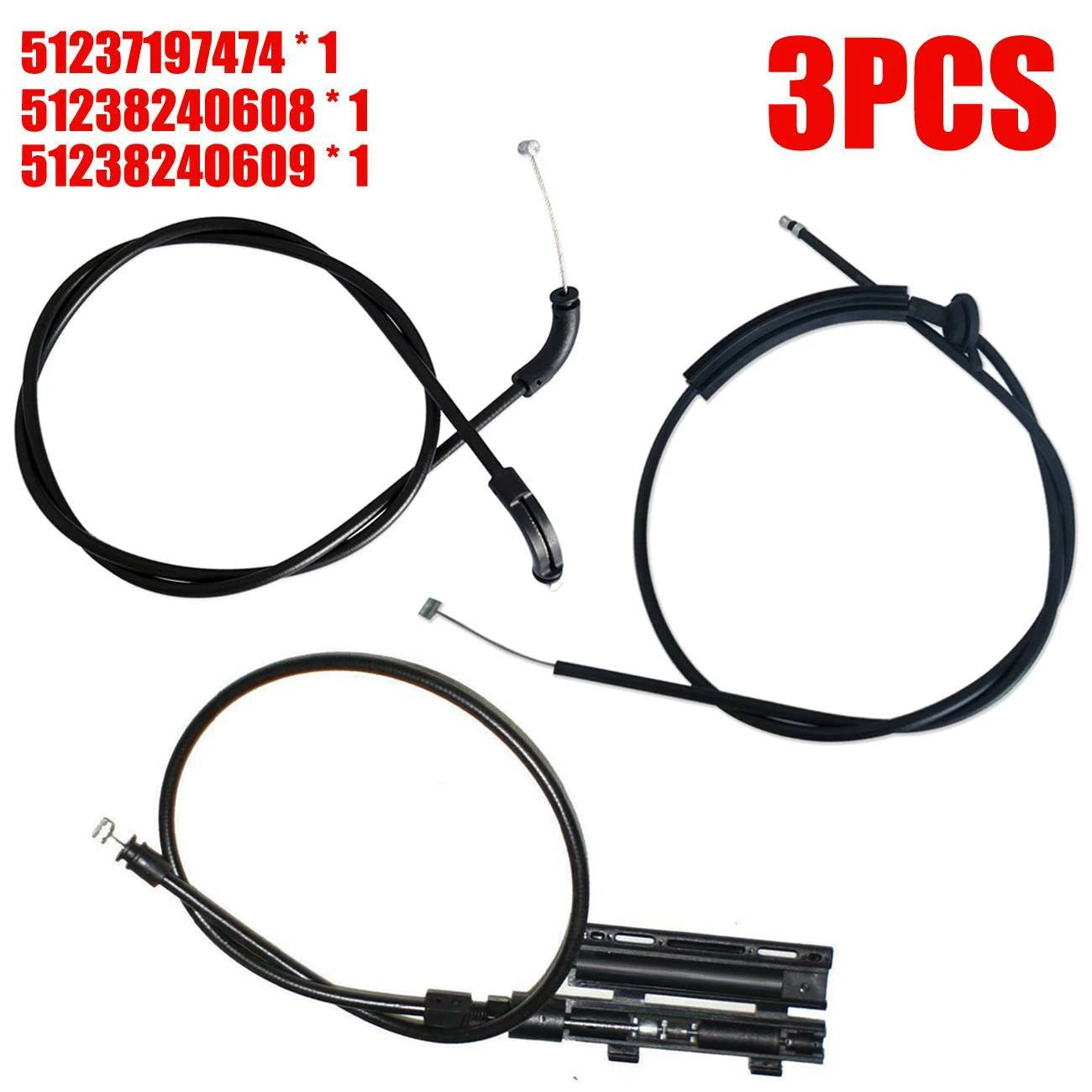 3X Engine Hood Release Cable Kit for BMW 7 Series (E65 E66)