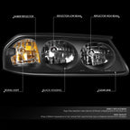 Pair of Black Housing Amber Turn Signal Headlights for Chevy Impala (2000–2005)