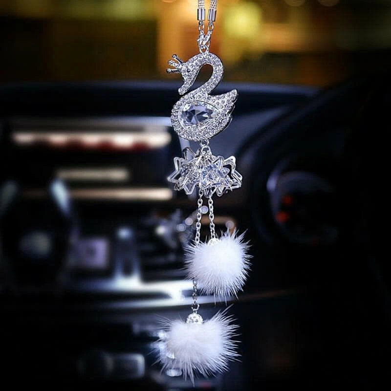 Rhinestone Rear View Car Pendant for SWAN (25cm)