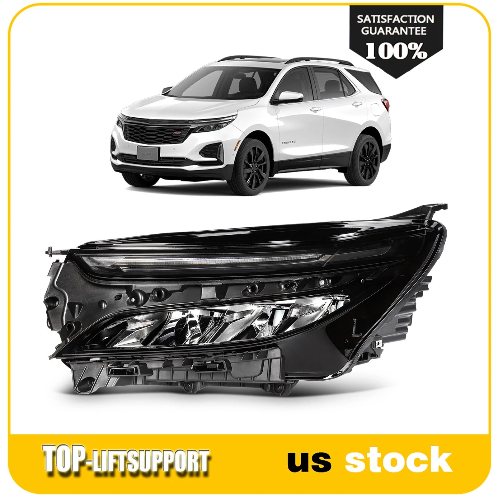 Left Full LED Black Headlight for Chevrolet Equinox (2022–2024)