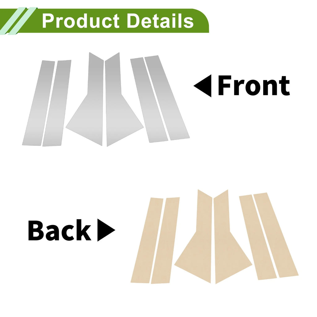 Set of 6 Pillar Window Trim for Chevy Captiva (2019–2024) Silver Tone