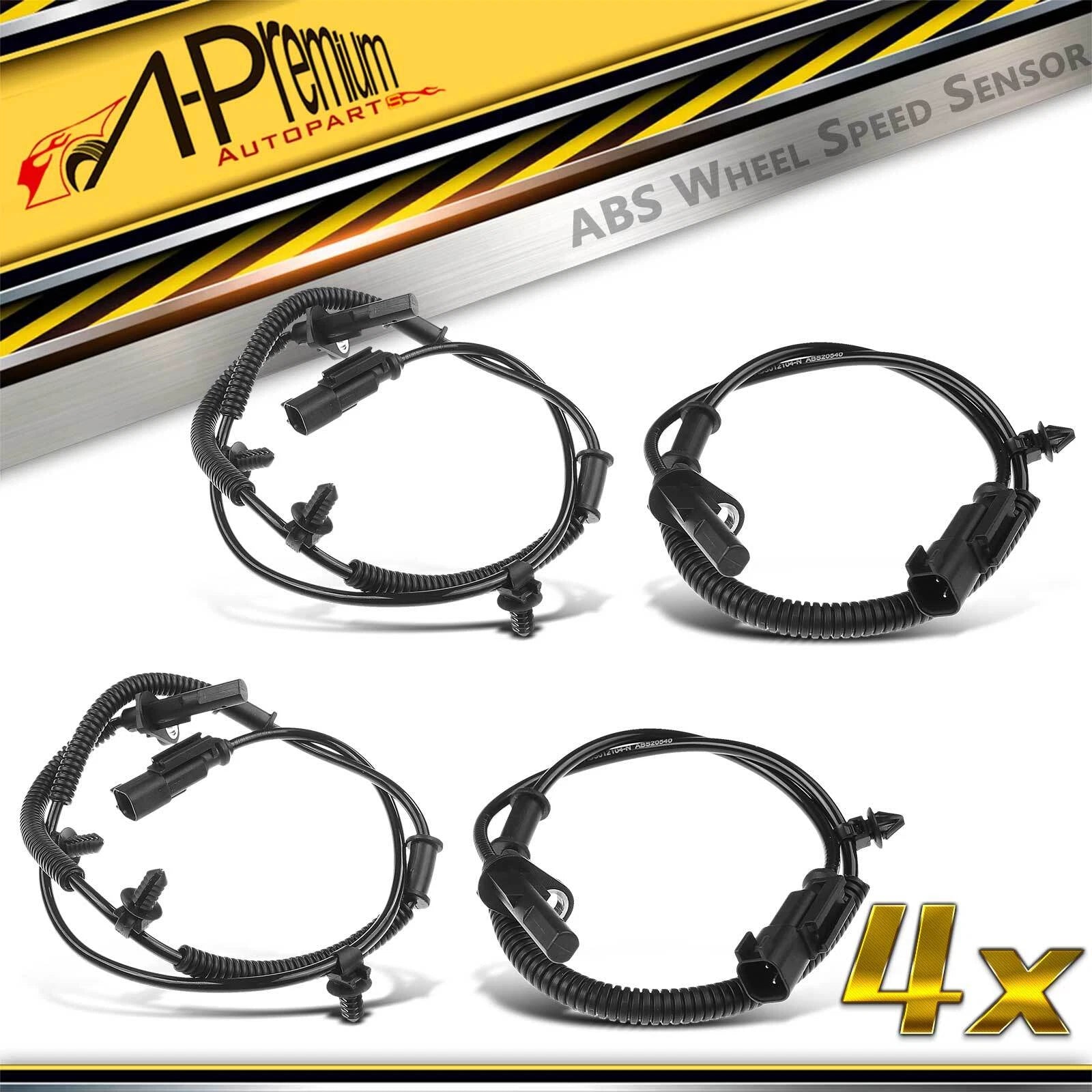 Set of 4 ABS Wheel Speed Sensors for Ford Mustang (2011–2014)