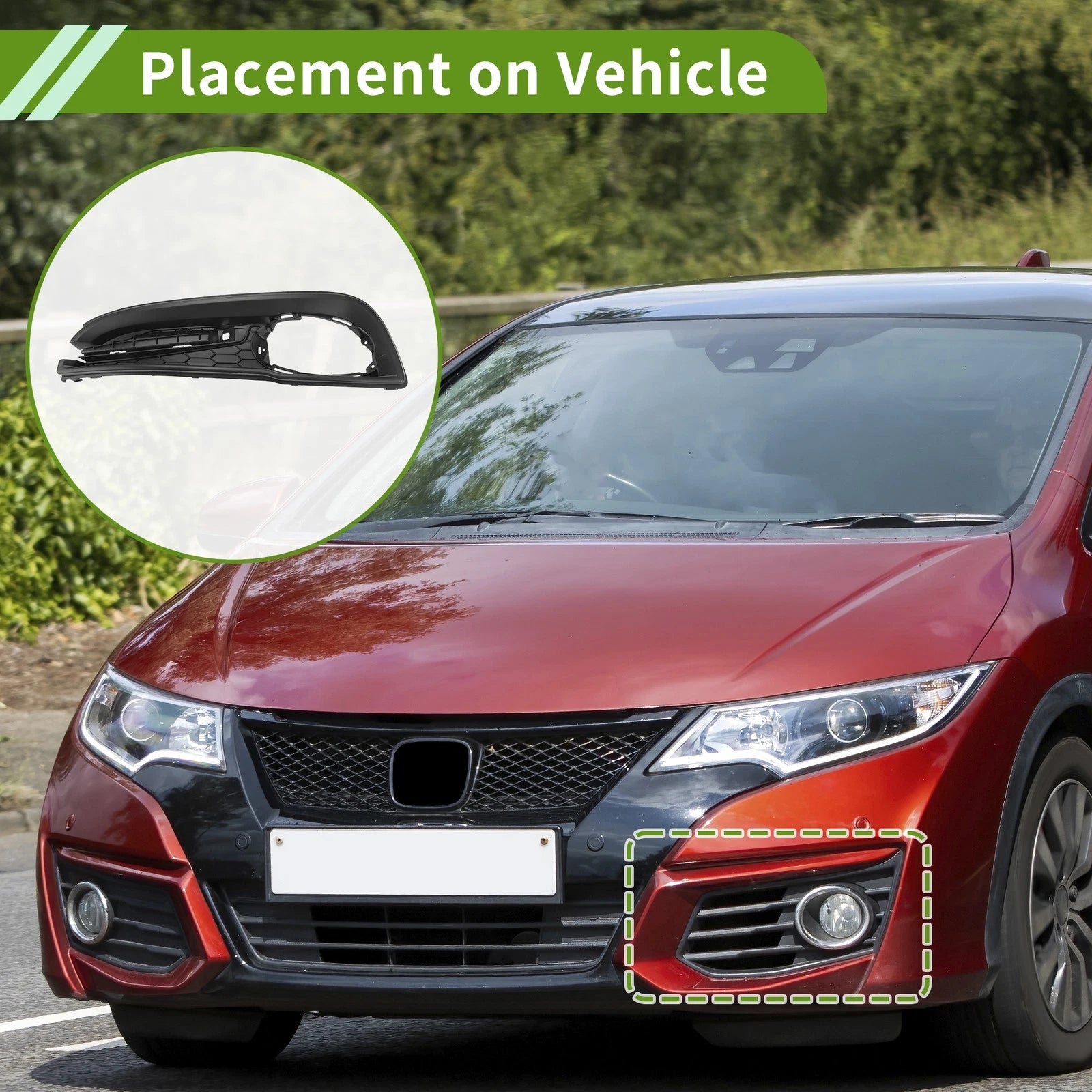 1pc Fog Light Grill for Honda Civic (2013–2015) No. 71107TR3A51