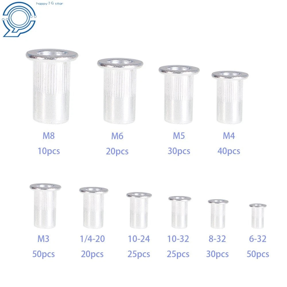 300Pcs Aluminum Rivet Nut Rivnut Nutsert Kit for Various Applications