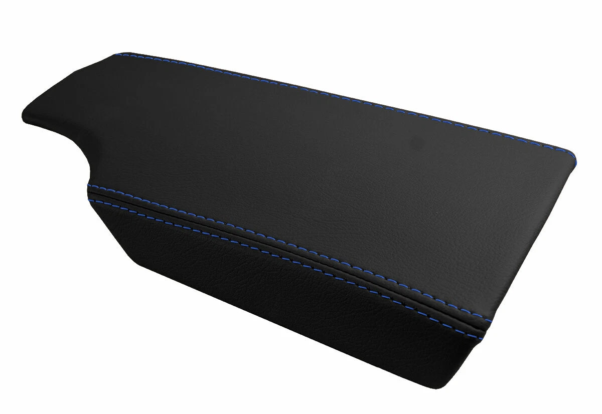 Leather Console Lid Armrest Cover for Porsche 987 Cayman (2005–2012) Blue Stitch