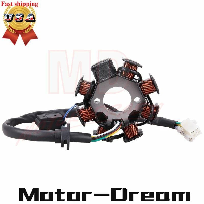 8-Coil Pole Magneto Stator for GY6 ATV Scooter Moped 125cc 150cc