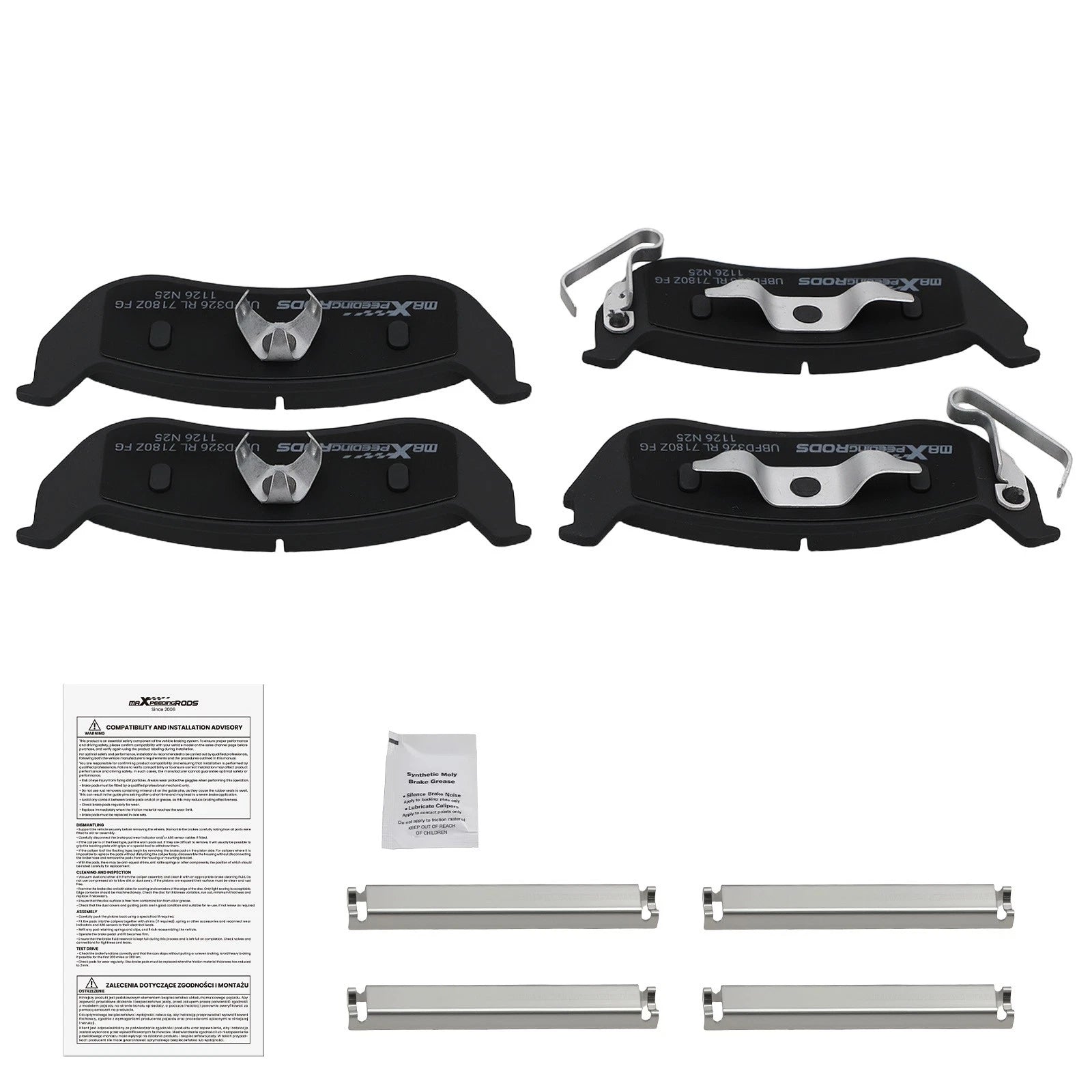 Set of 4 Rear Ceramic Brake Pads for Lincoln Town Car/Mercury Grand Marquis (2003–2011)