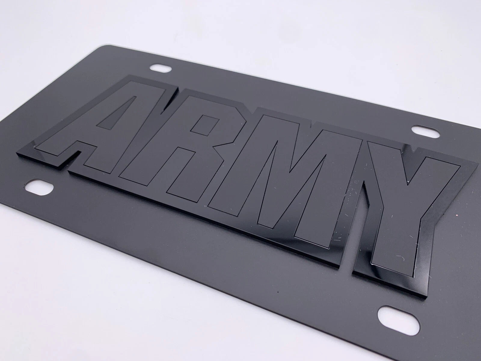 US Army Tactical Black License Plate with 3D Acrylic Logo for Universal Fit