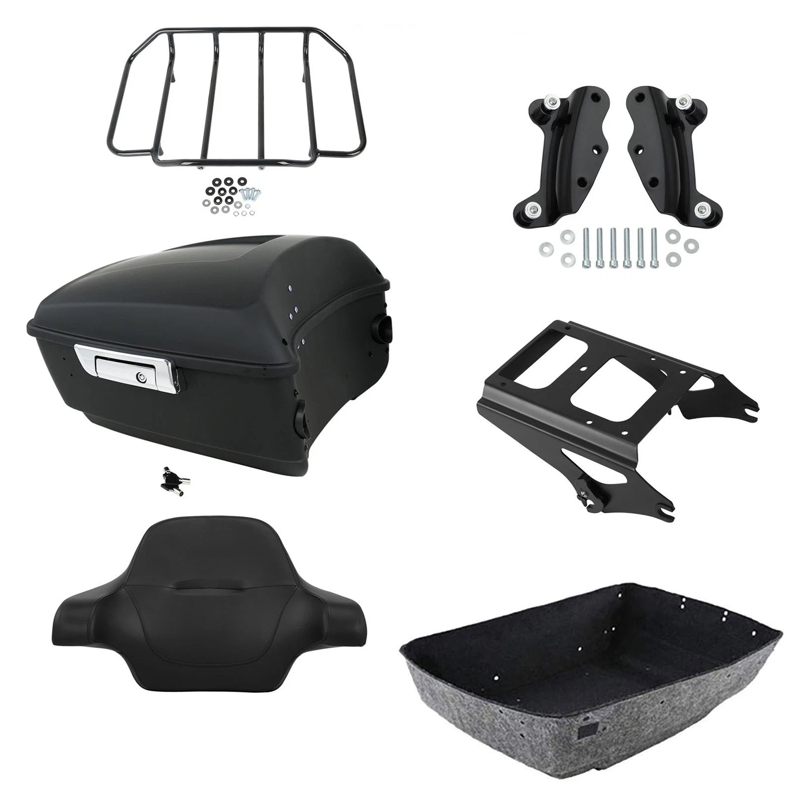 Matte Black King Trunk Backrest Rack for Harley Touring (2009–2013)