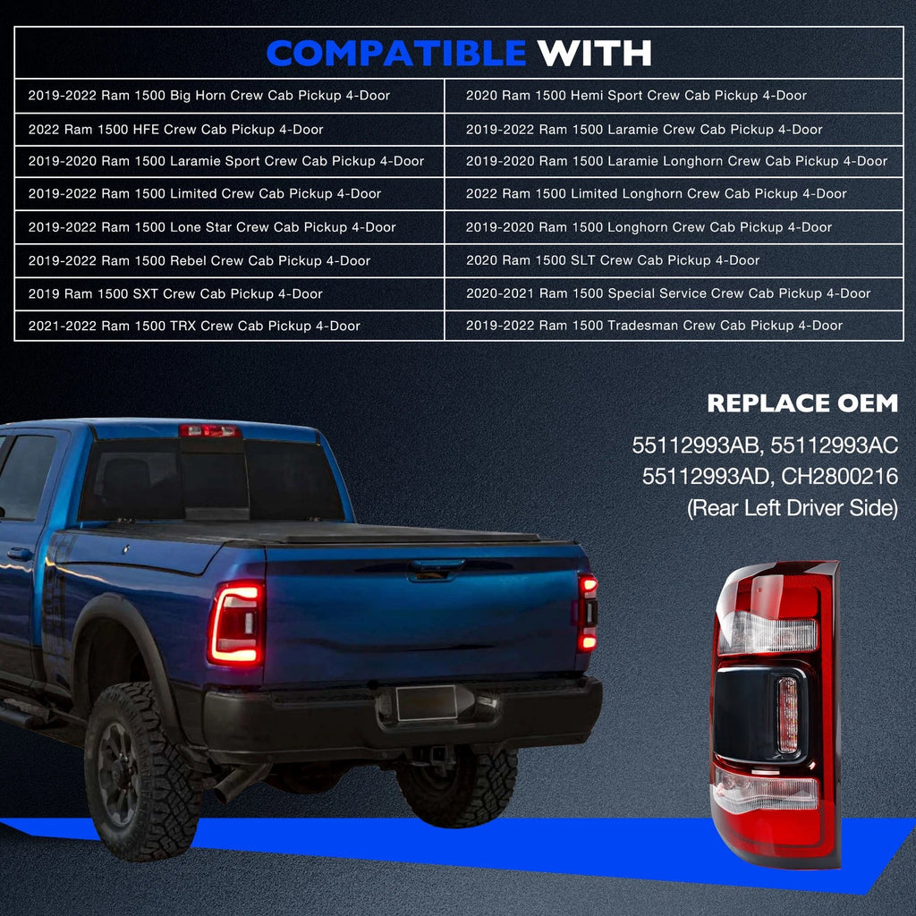 LED Brake Tail Light for Dodge Ram 1500 (2019-2024)