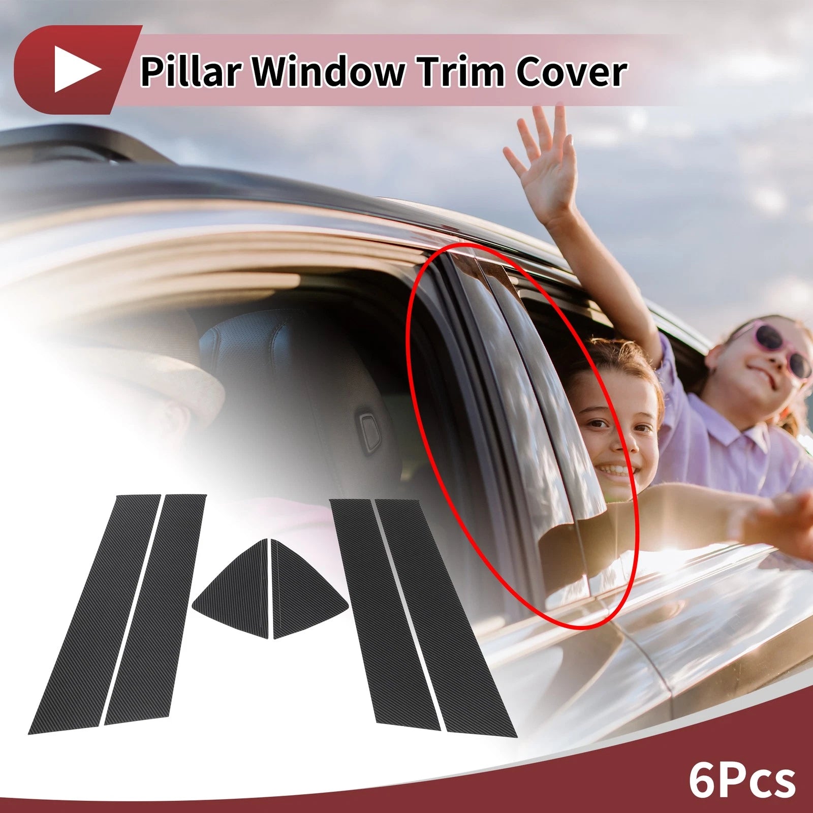 Set of 6 Door Pillar Window Trim for Mazda 2 Demio (2014–2023)