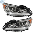 Set of 2 Headlights for Honda Accord (2016–2017) Black Halogen w/LED DRL