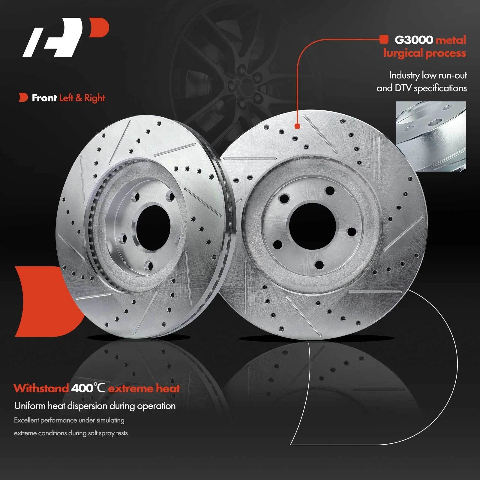 Front Drilled Brake Rotors & Ceramic Pads for Nissan Frontier Pathfinder (2005–2023)