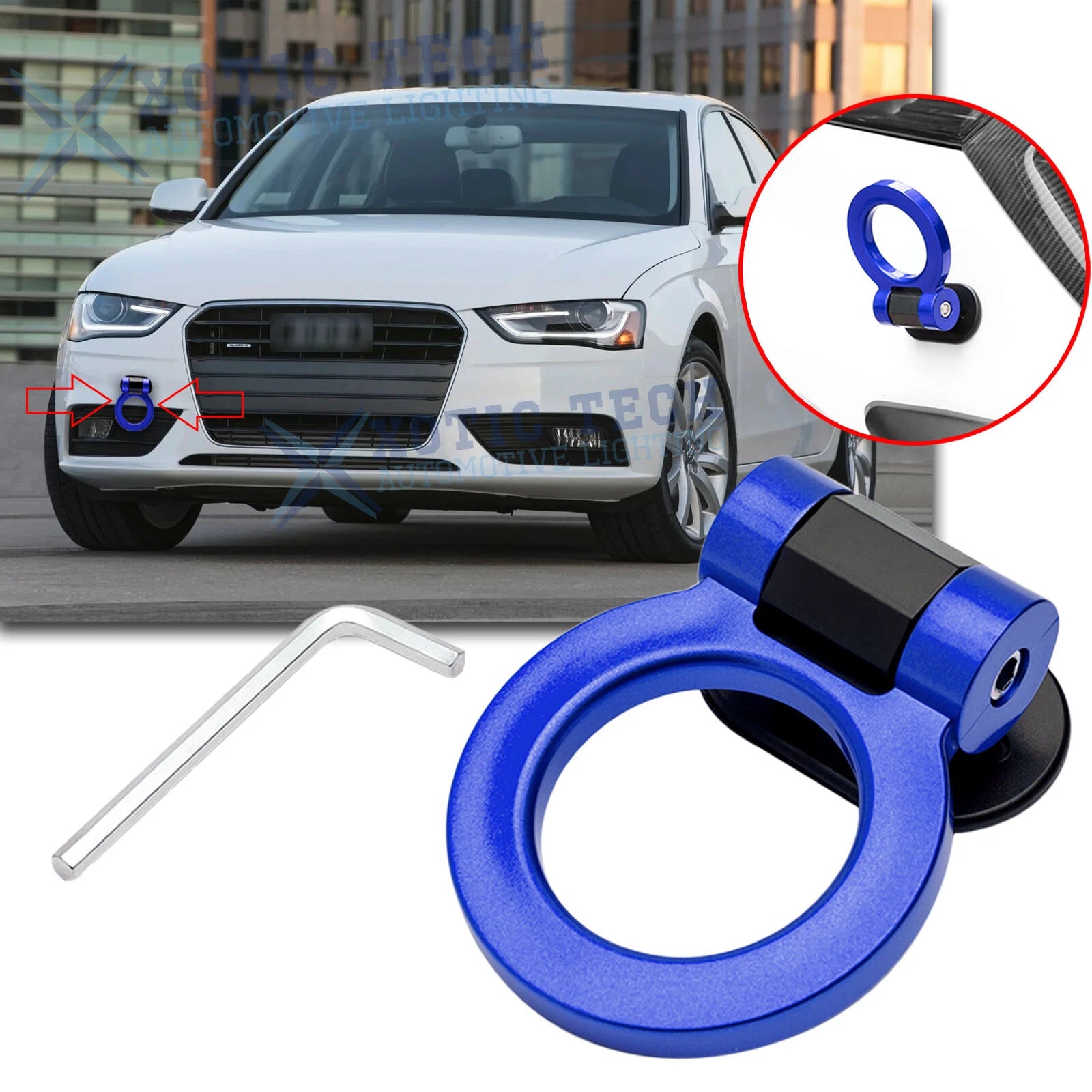 JDM Blue Racing Tow Hook Ring for Audi A4 (2009–2016)