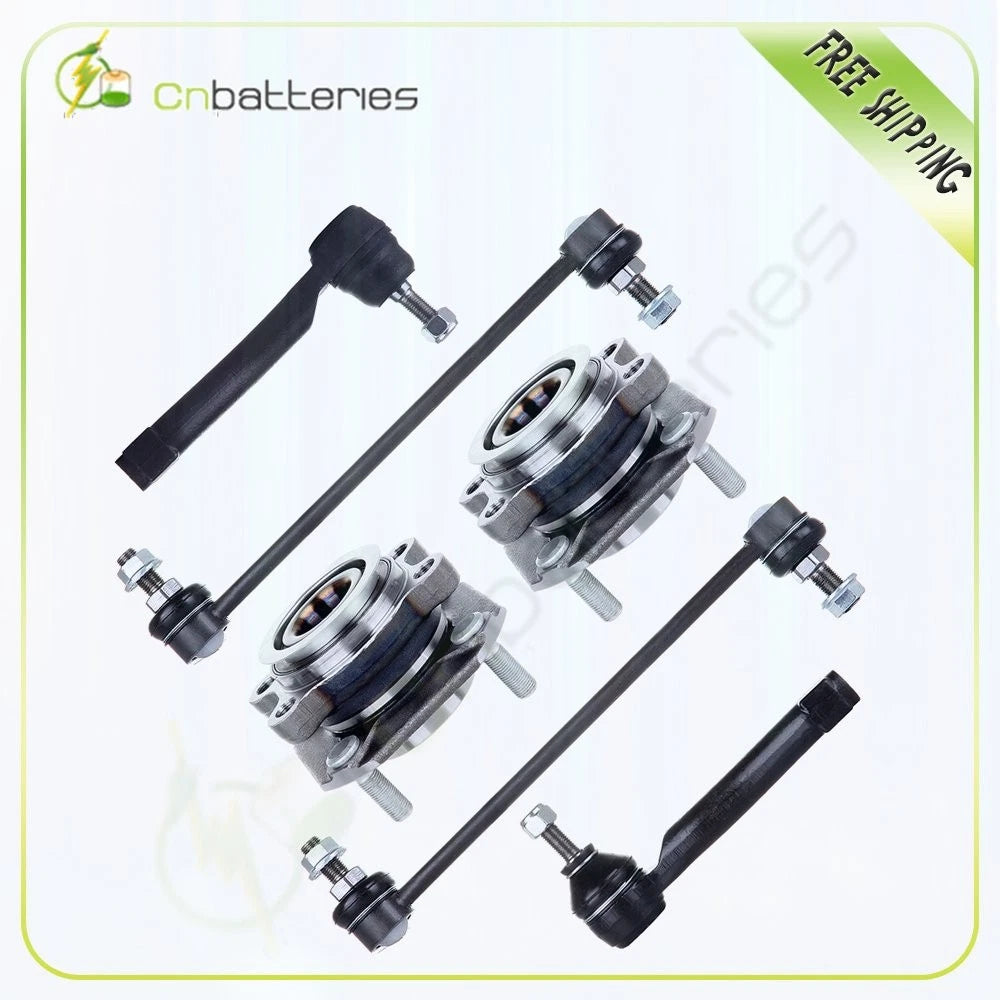 6pc Front Wheel Bearing & Hub Tie Rod Sway Bar Kit for Nissan Sentra (2007–2012)