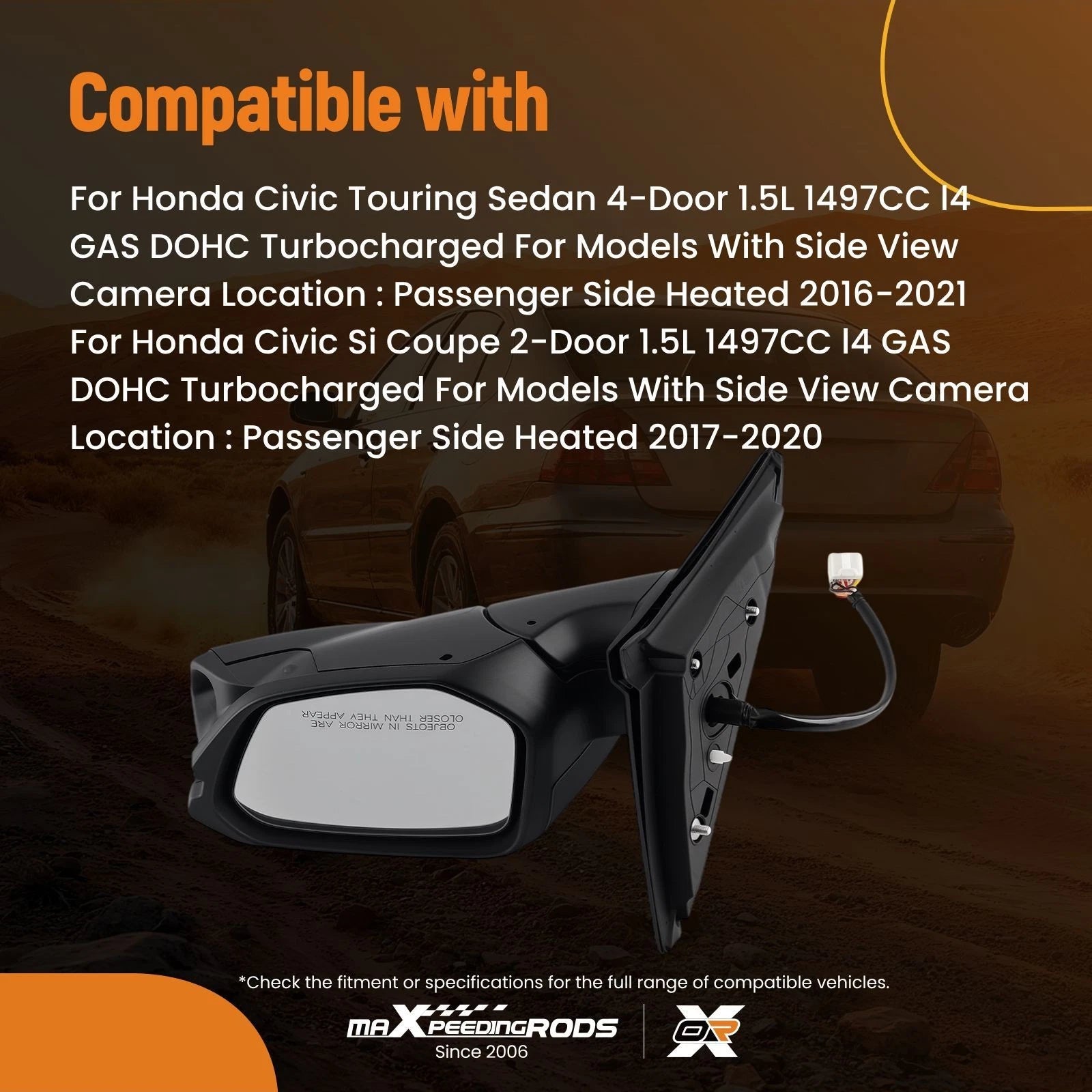 Passenger Side Mirror for Honda Civic Si (2017-2020) Turbo