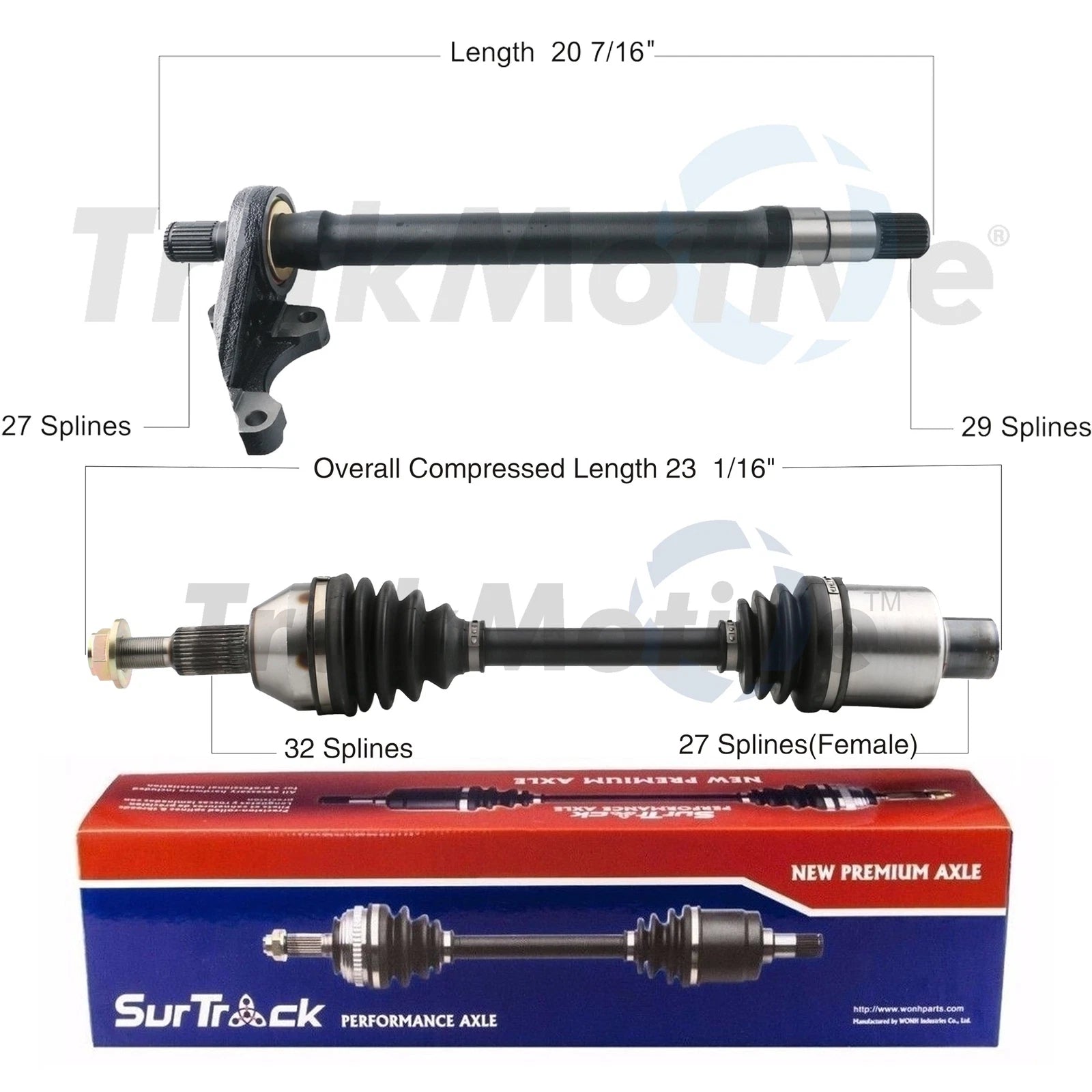 SurTrack Set of 2 CV & Intermediate Shafts for Chrysler Dodge