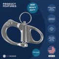 2-Pack Fixed Bail Snap Shackles for Marine Use (Stainless Steel, 2") FO441-M2