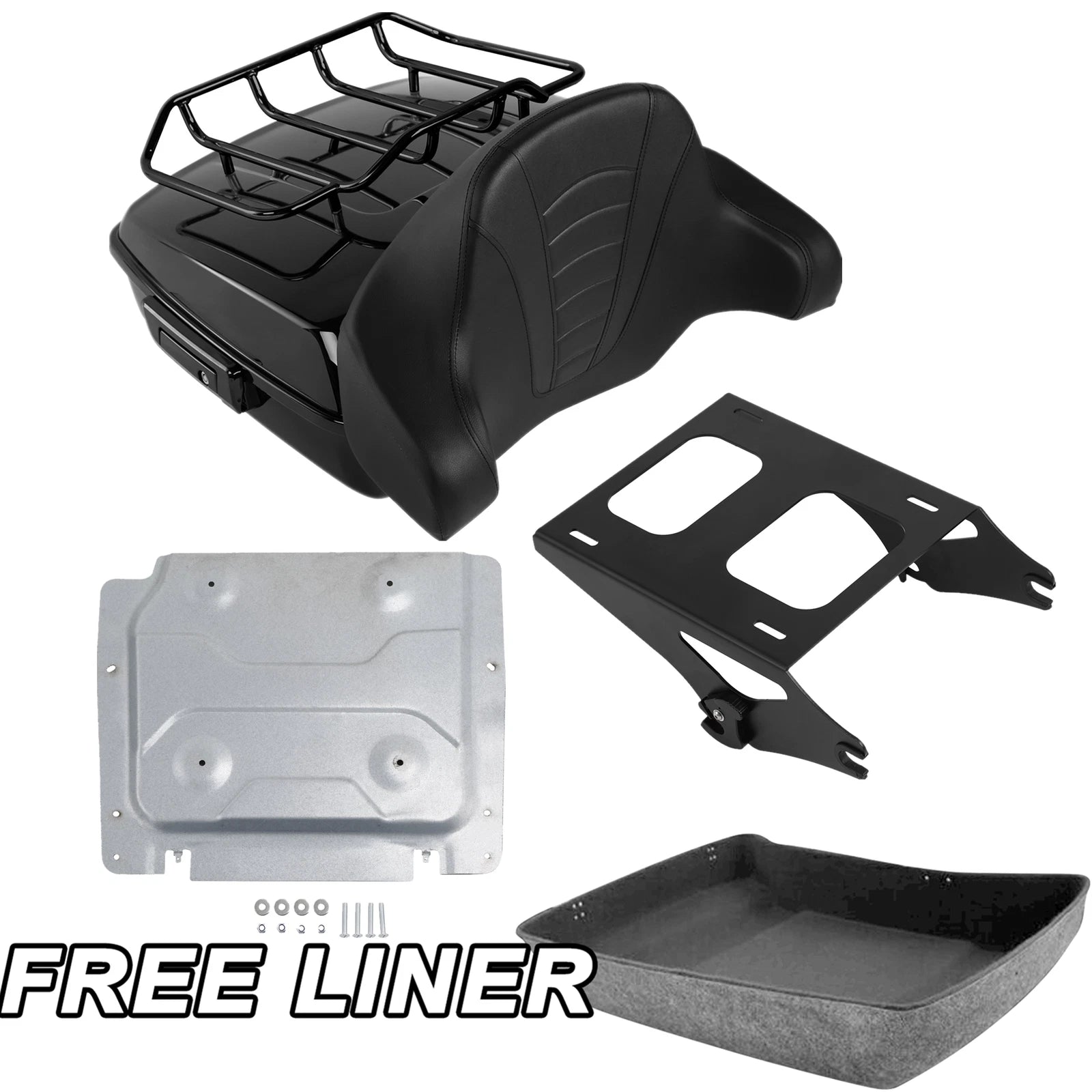 Chopped Trunk Backrest Pad Mount Rack Base Plate for Harley Touring (2014–2026)