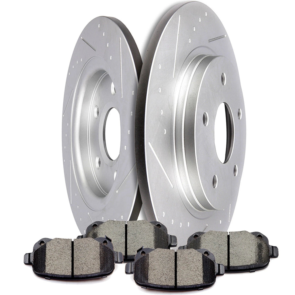 Set of 4 Rear Brake Ceramic Pads and Rotors for Dodge Grand Caravan, Journey, Town & Country