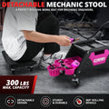 Lockable Rolling Stool for Garage (12" x 25-1/2", 300lbs Capacity)